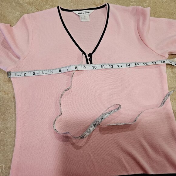 Women's Exclusively Misook V-Neck Pullover Tunic Top Pink/Black Size XS - Picture 3 of 7